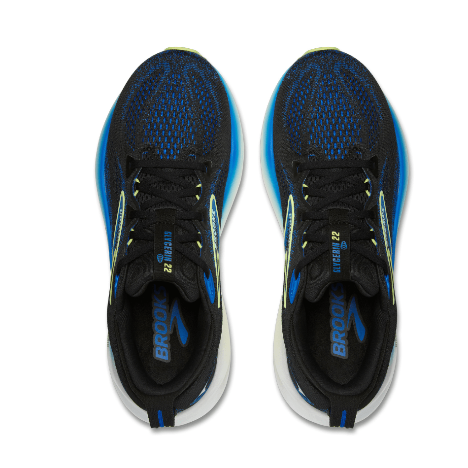 Brooks Shoes Brooks Men's Glycerin GTS 22 Running Shoes in Black/Cobalt/Neo Yellow SS25 - Up and Running