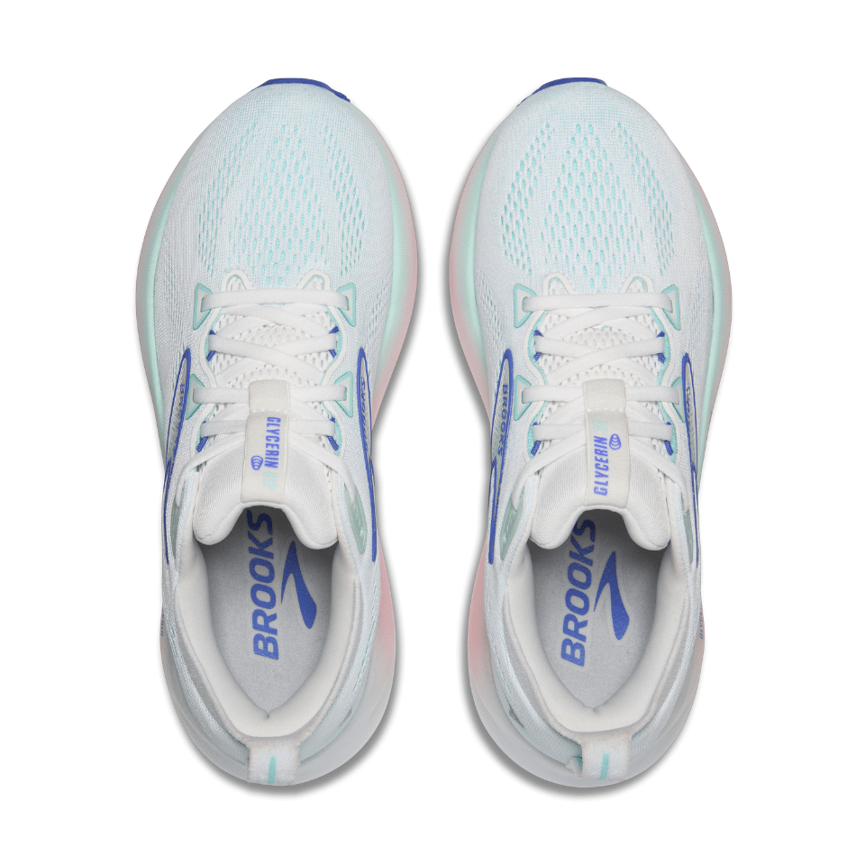 Brooks Shoes Brooks Women's Glycerin 22 Running Shoes in White/Limpet Shell/Amparo Blue SS25 - Up and Running