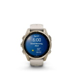 Garmin Electronics Garmin Fenix 8, 43mm, AMOLED, Sapphire, Soft Gold Stainless Steel and Fog Gray with Fog Gray and Dark Sand Band - Up and Running