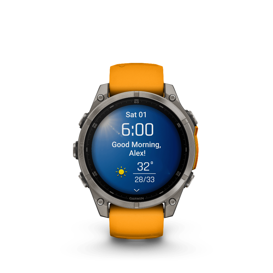 Garmin Electronics Garmin Fenix 8, 47mm, AMOLED, Sapphire, Titanium and Graphite with Spark Orange and Graphite Band - Up and Running