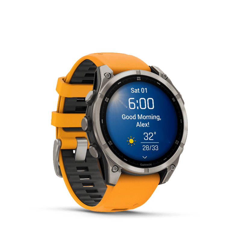 Garmin Electronics Garmin Fenix 8, 47mm, AMOLED, Sapphire, Titanium and Graphite with Spark Orange and Graphite Band - Up and Running