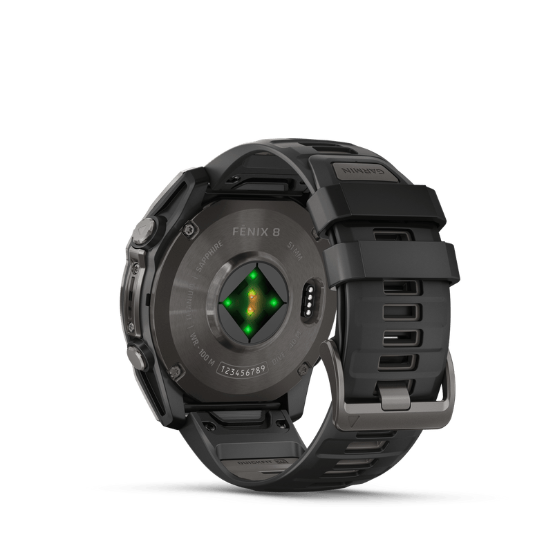 Garmin Electronics Garmin Fenix 8, 51mm, AMOLED, Sapphire, Carbon Grey Titanium and Black with Black and Pebble Grey Band - Up and Running