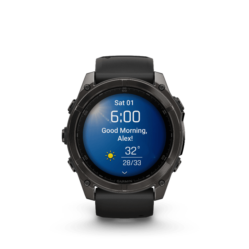 Garmin Electronics Garmin Fenix 8, 51mm, AMOLED, Sapphire, Carbon Grey Titanium and Black with Black and Pebble Grey Band - Up and Running