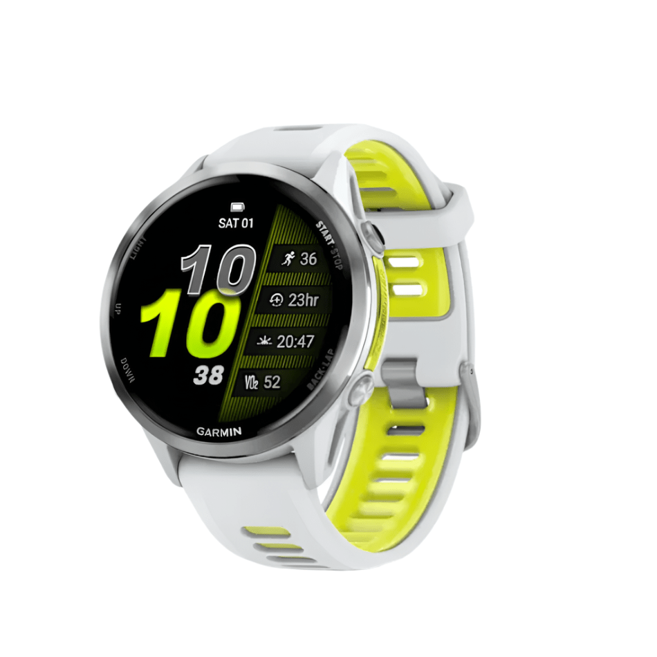Garmin Electronics Garmin Unisex Forerunner 970 GPS Running Watch in Whitestone/Translucent Amp Yellow - Up and Running