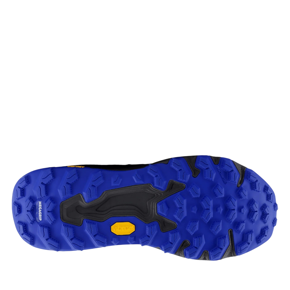 Up & Running New Balance Hierro v9 trail shoe blue and black Vibram Megagrip outsole with deep traction lugs