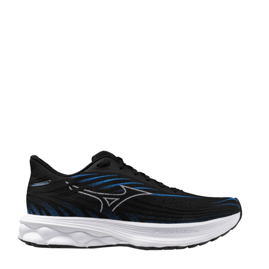 Mizuno Shoes Mizuno Men's Wave Skyrise 6 Running Shoes in Black/White/Blue Pace SS25 - Up and Running