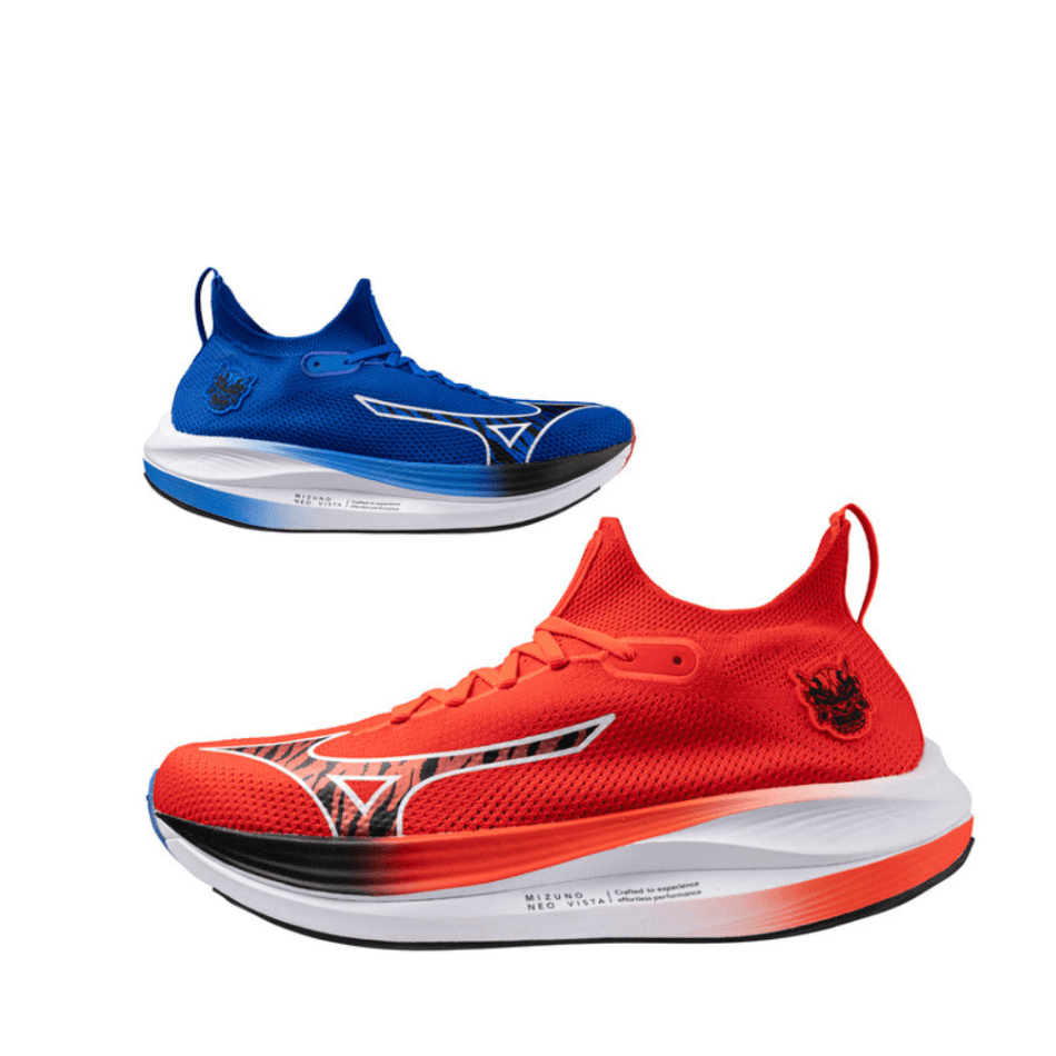 Mizuno Shoes Mizuno Unisex Neo Vista Running Shoes in Oni Demon Mizuno Ignition Red/Black/Baseball Blue SS25 - Up and Running