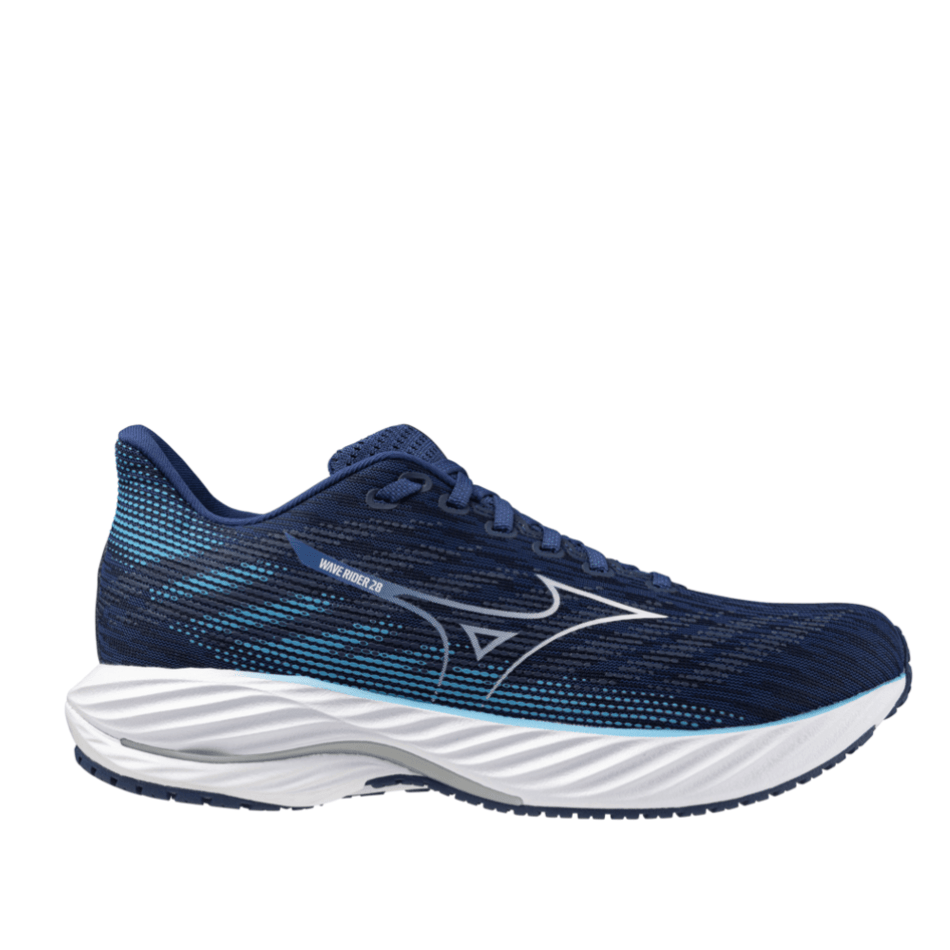 Mizuno Shoes Mizuno Wave Rider 28 Men's Running Shoes Estate Blue/White/River-Blue AW24 - Up and Running