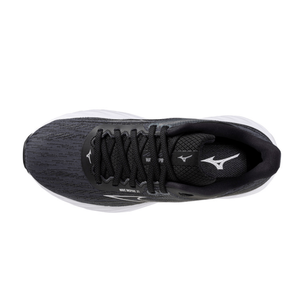 Mizuno Shoes Mizuno Women's Wave Inspire 21 Running Shoes in Black/Silver/Metallic Gray SS25 - Up and Running