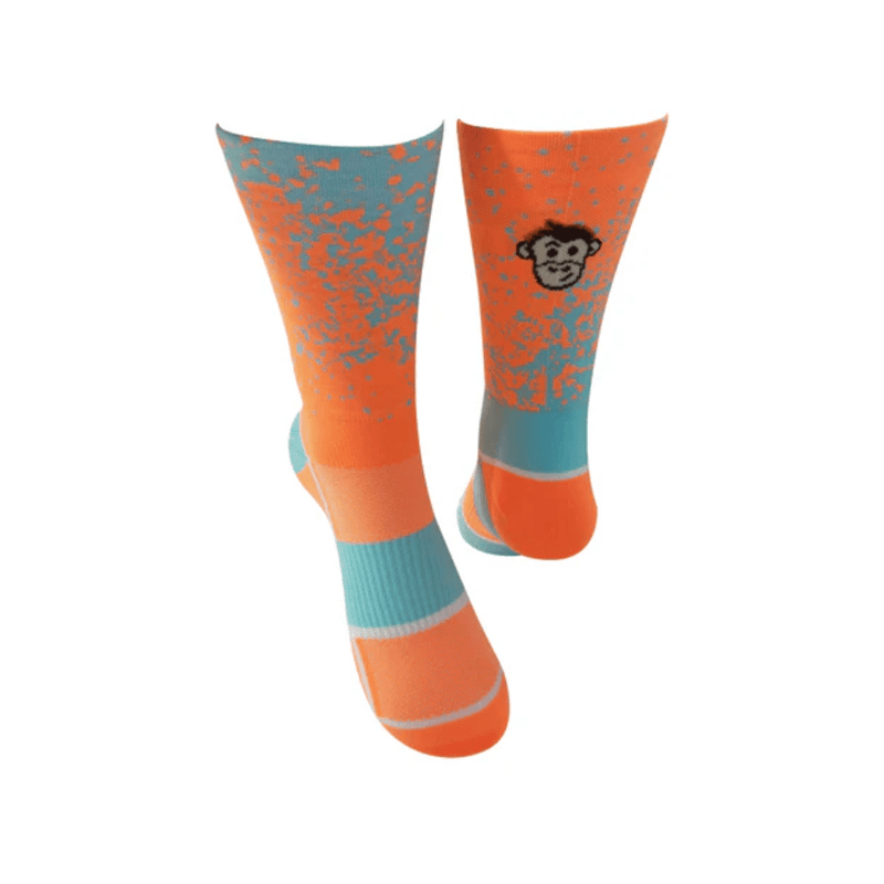 Monkey Sox Clothing Monkey Sox Classic Mist Sports Socks in Orange/Turquoise - Up and Running