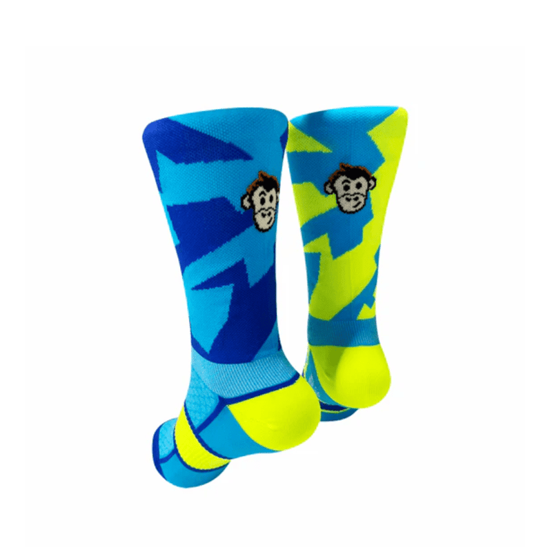 Monkey Sox Clothing Monkey Sox Podium Bolt Sports Socks in Blue/Yellow - Up and Running