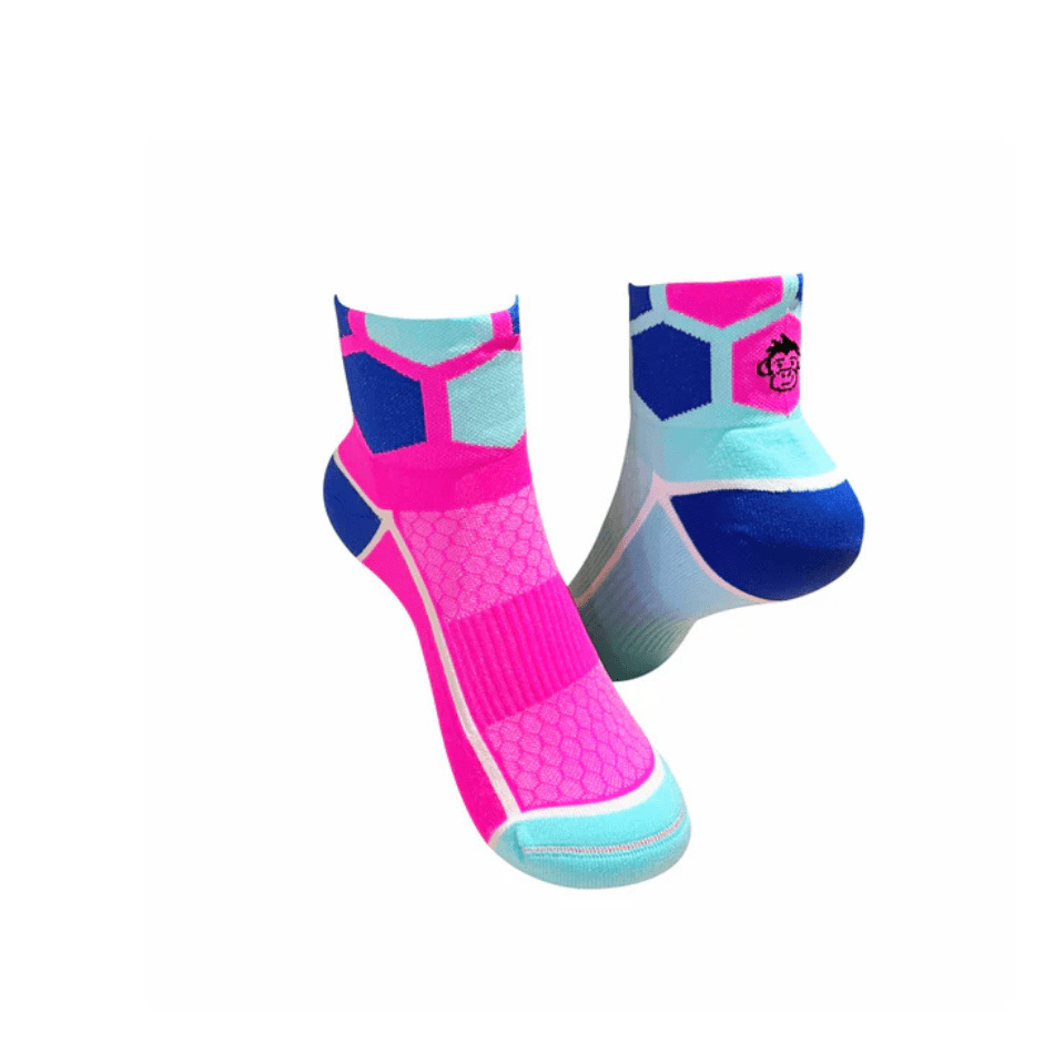 Monkey Sox Accessories Monkey Sox Ultra Hex Sports Socks in Pink/Turquoise - Up and Running