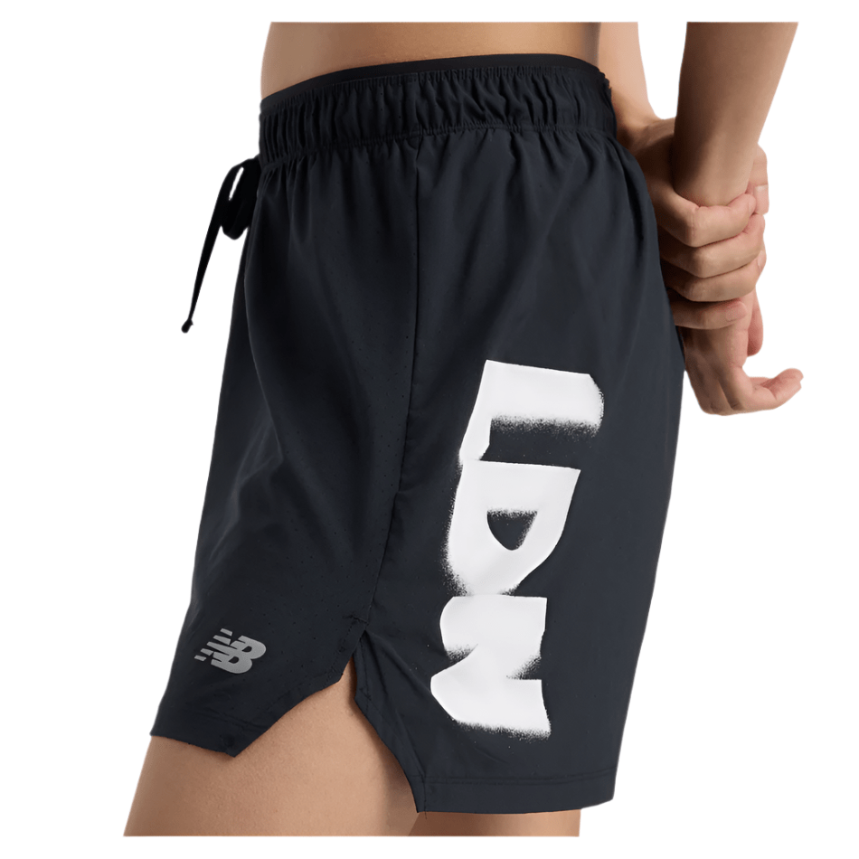 New Balance Clothing New Balance Men's 5" London Edition Graphic RC Running Short in Black SS25 - Up and Running