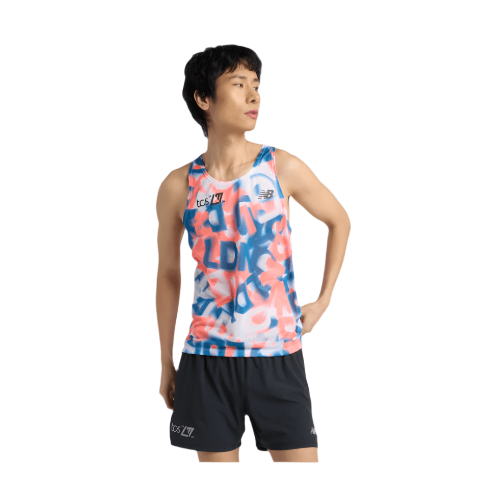 New Balance Clothing New Balance Men's London Marathon Athletics Singlet in Multicolour SS25 - Up and Running