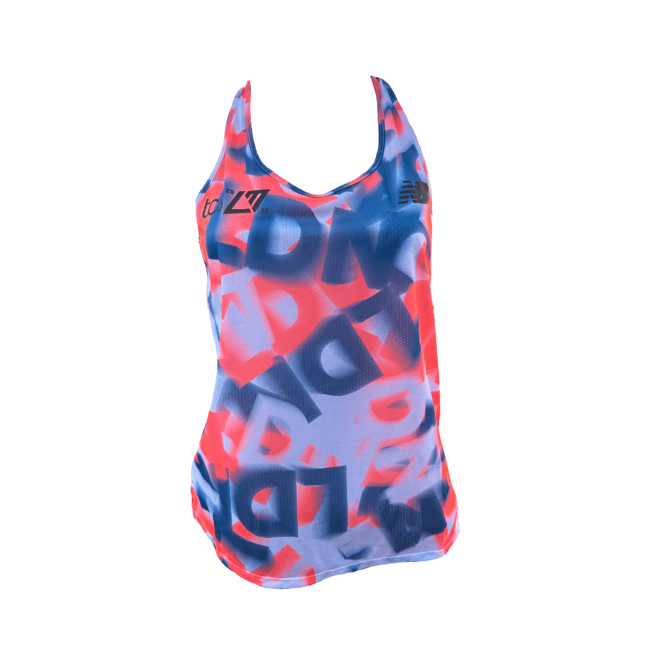 New Balance Clothing New Balance Women's London Marathon Athletics Tank in Multicolour SS25 - Up and Running