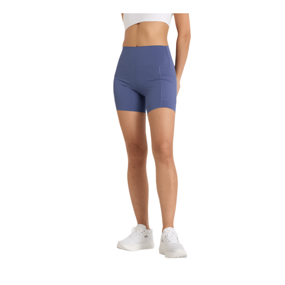 New Balance Clothing New Balance Women's Sleek Pocket 6 Inch High Rise Short in DRE SS25 - Up and Running