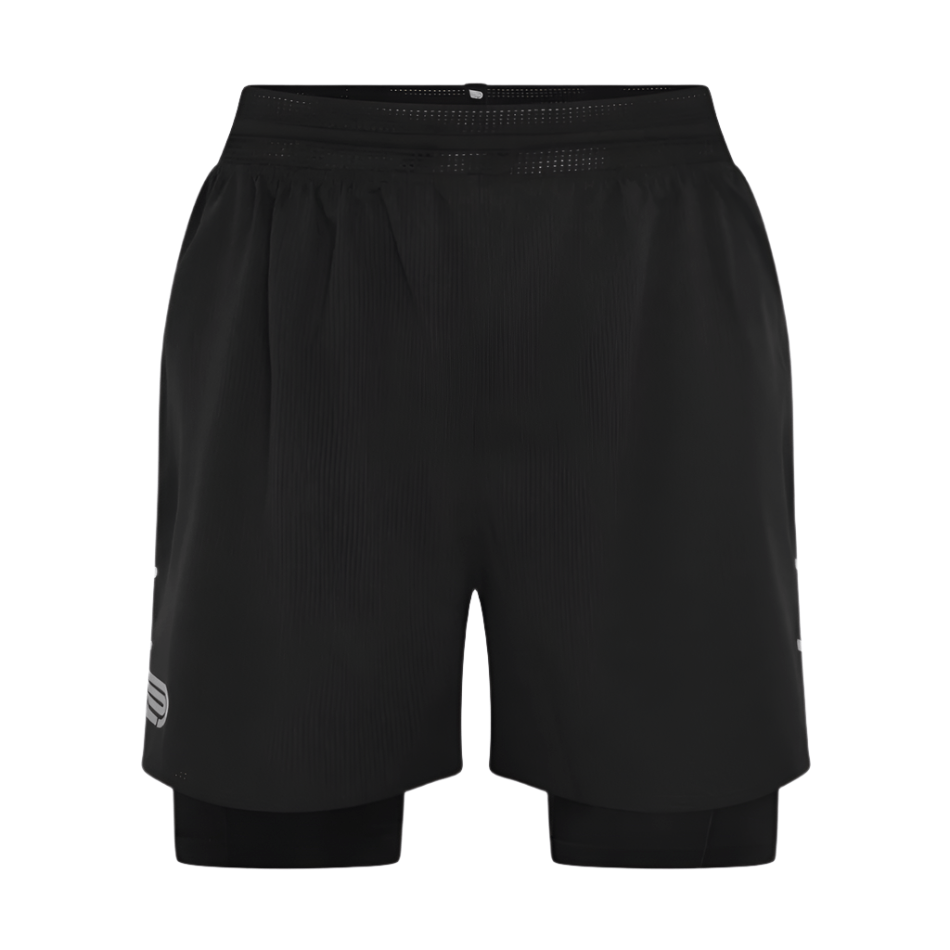 Pressio Clothing Pressio Men's Elite 2 in 1 Short in Black/Silver SS24 - Up and Running