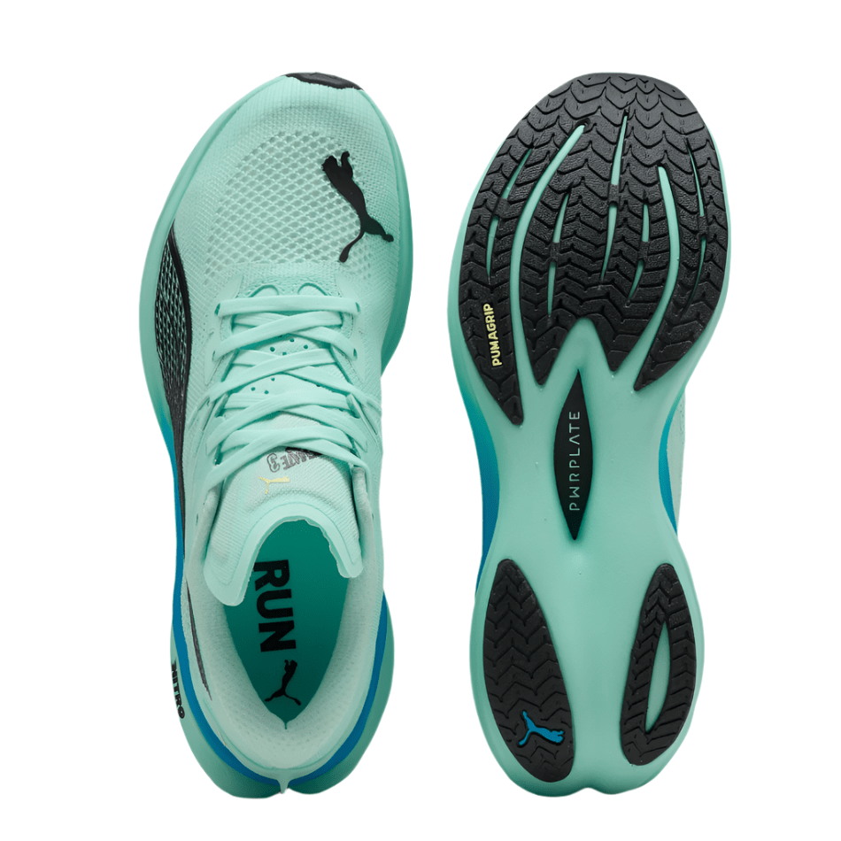 PUMA Shoes Puma Men's Deviate NITRO 3 Running Shoes in Mint Melt/Speed Blue AW25 - Up and Running