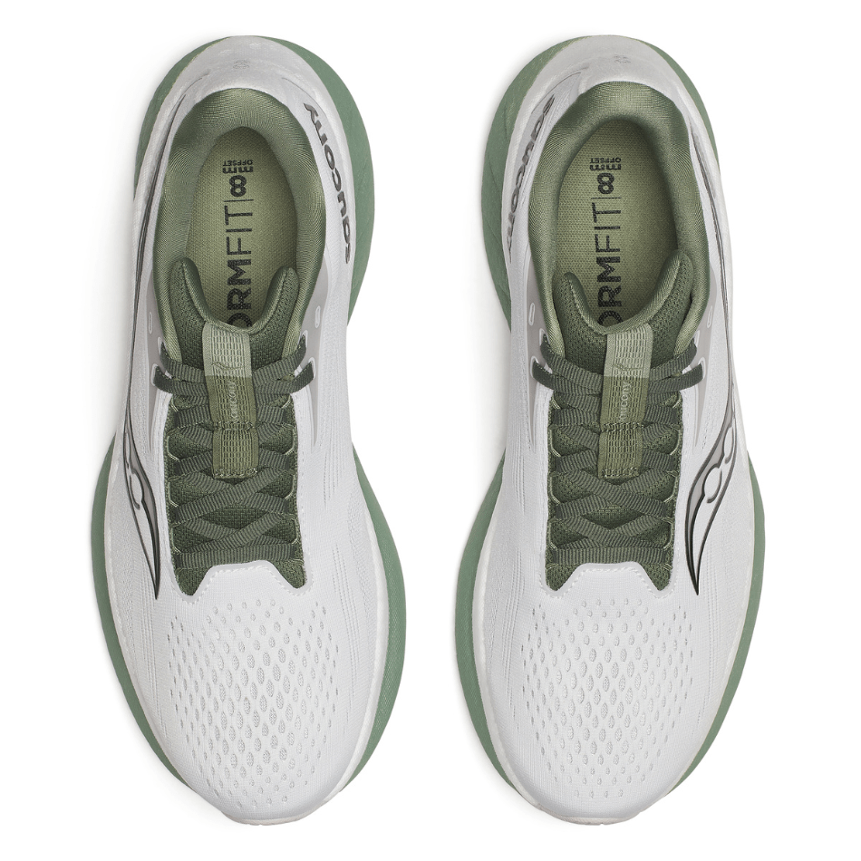 Saucony Shoes Saucony Men's Ride 18 Running Shoes in White/Olivine SS25 - Up and Running