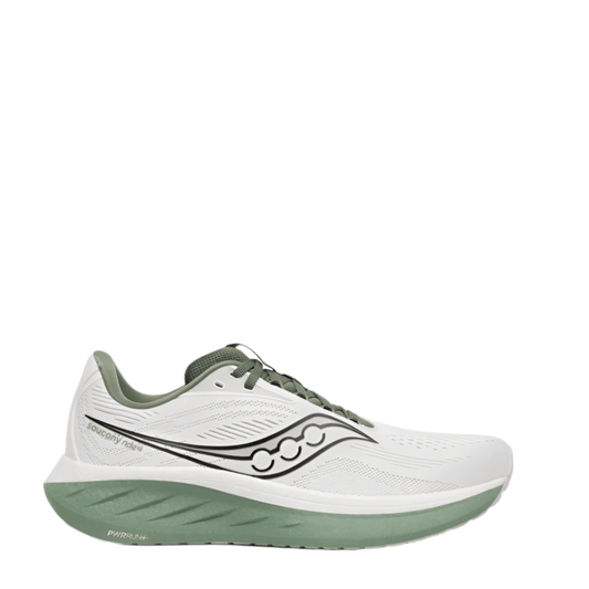 Saucony Shoes Saucony Men's Ride 18 Running Shoes in White/Olivine SS25 - Up and Running