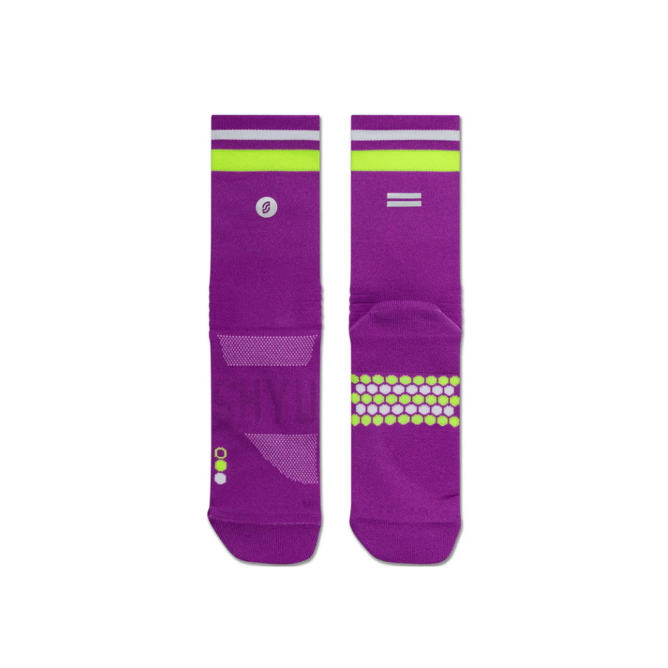Shyu Accessories Shyu Unisex Half Crew Cut Racing Socks in Purple/Neon/White SS25 - Up and Running