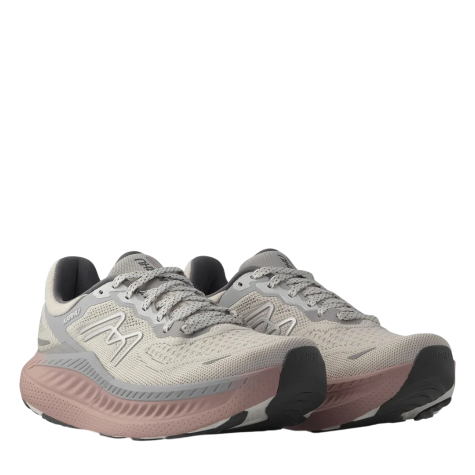 Up & Running Karhu Mestari Run 2.0 women's running shoes in Antarctica grey and Adobe Rose with knit mesh upper.
