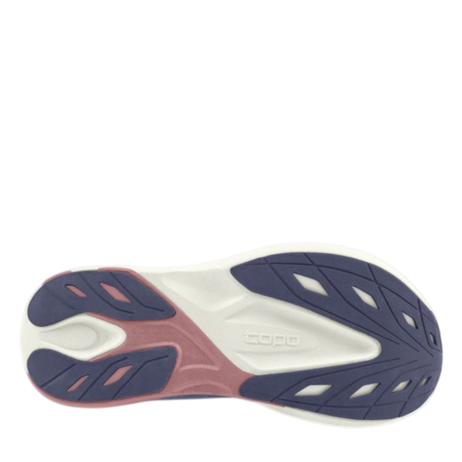 Up & Running Topo Women's Aura running shoe sole in purple, lilac, and white with textured traction pattern