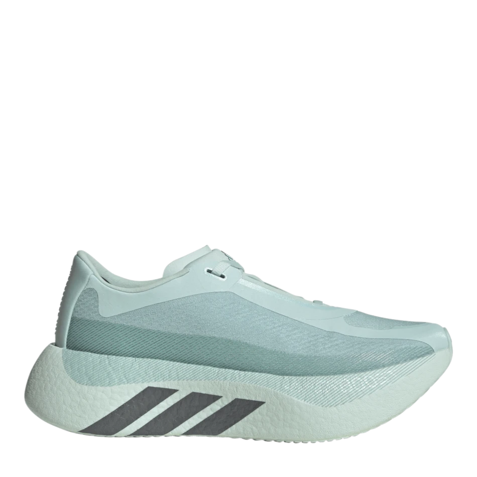 Up & Running adidas Women's Hyperboost Edge running shoes in vapor green with a thick cushioned midsole.