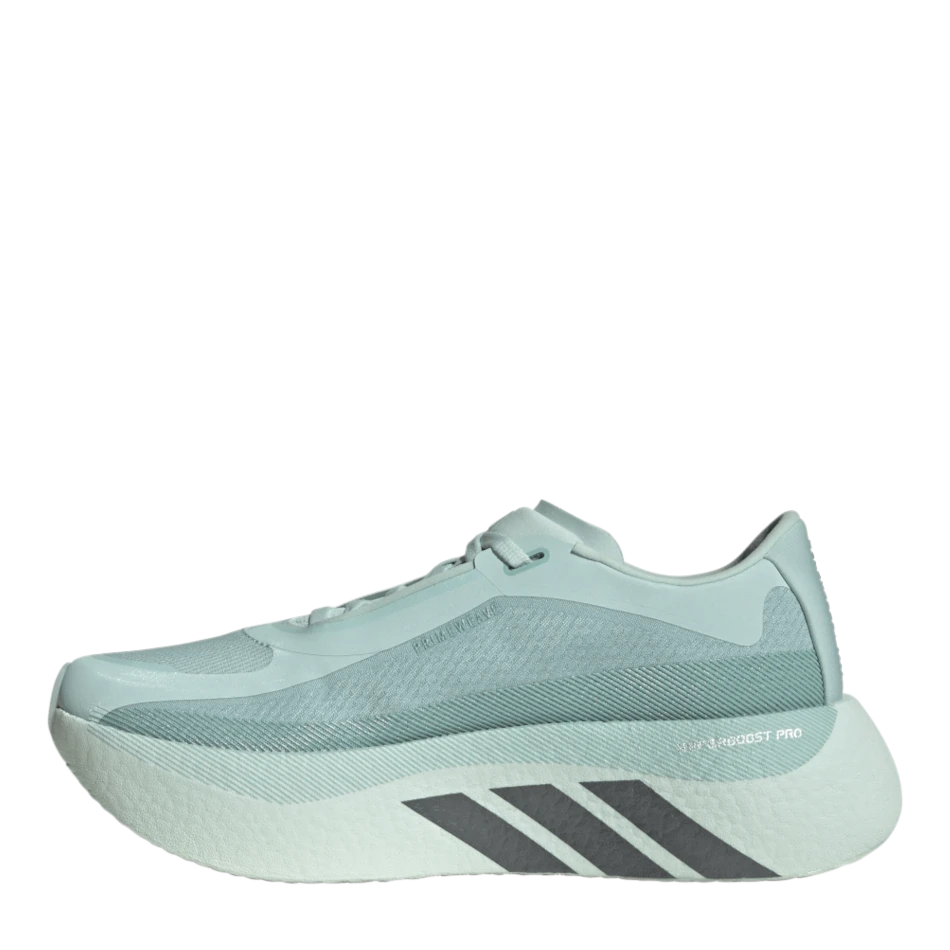 Up & Running adidas Women's Hyperboost Edge running shoes in vapor green with a high-stack midsole and PRIMEWEAVE upper.