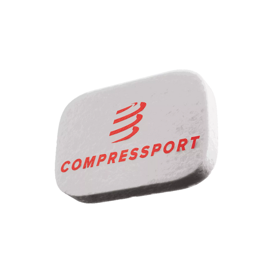 Up & Running Compressport white absorbent cooling sponge for runners with red logo branding