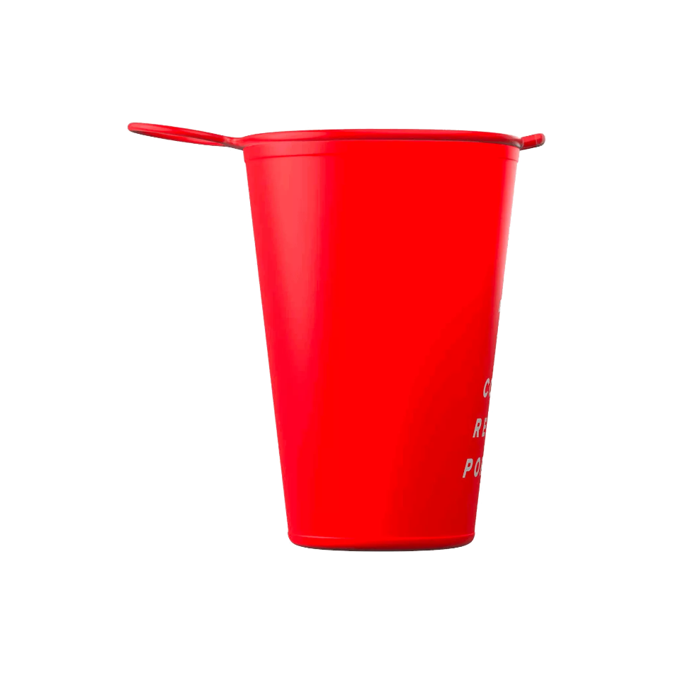 Up & Running Compressport red collapsible trail running cup with ergonomic thumb loop for easy hydration