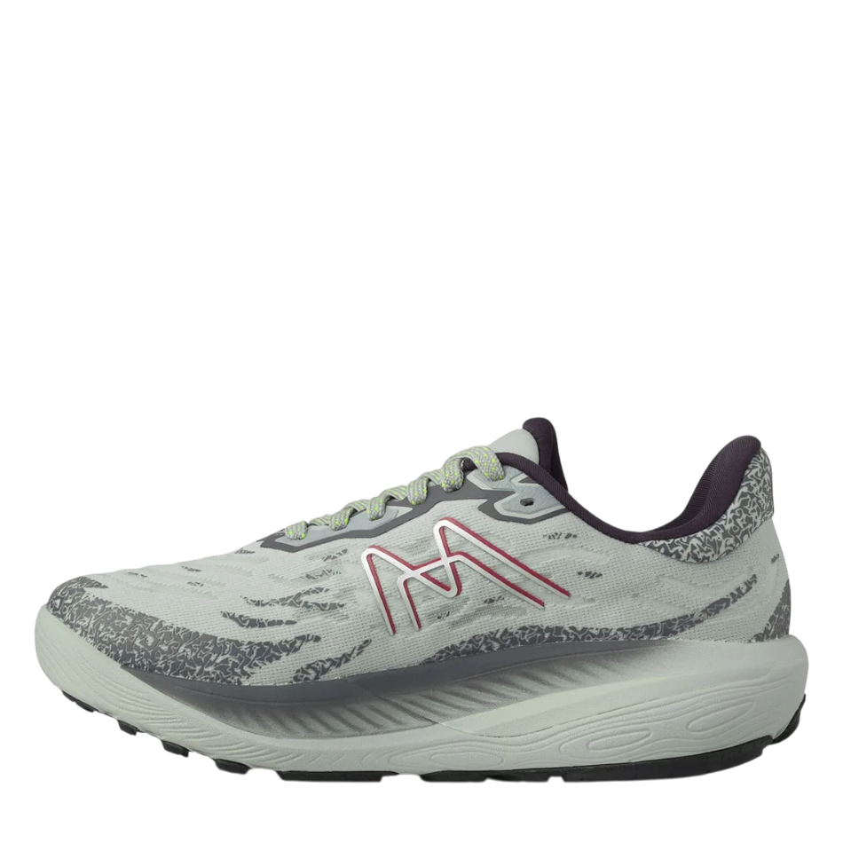 Up & Running Karhu Women's Ikoni ATR WR trail running shoes in puritan grey and anemone with a rugged outsole.