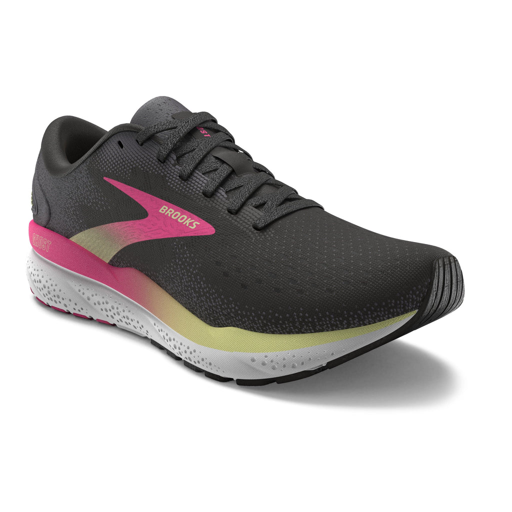 Brooks Footwear Women's Brooks Ghost 16 - AW24 - Black/Pink/Yellow (Wide D Fit) - Up and Running